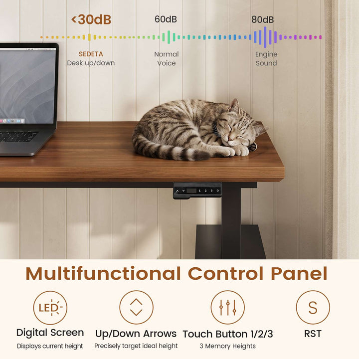 SEDETA | 98.4 Inch Electric Standing Desk Height Adjustable 2 Person Long Computer Desk Farmhouse with Power Outlets 3 Drawers Storage Cabinet