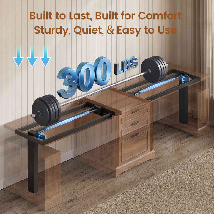 SEDETA | 98.4 Inch Electric Standing Desk Height Adjustable 2 Person Long Computer Desk Farmhouse with Power Outlets 3 Drawers Storage Cabinet