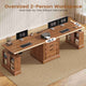 SEDETA | 98.4 Inch Electric Standing Desk Height Adjustable 2 Person Long Computer Desk Farmhouse with Power Outlets 3 Drawers Storage Cabinet