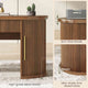 SEDETA® 58.3 Inch Fluted Long Computer Desk Executive Desk Wood Office Desk with 2 Drawers 2 Sliding Doors 4 Storage Shelves Power Strip