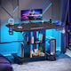 SEDETA | 31.5 Inch Height Adjustable Desk with Pegboard RGB LED Light Rolling Computer PC Desk with Storage Shelves Small Standing Gaming Desk with Power Outlet for Small Spaces