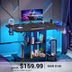 SEDETA 31.5 Inch Small Standing Gaming Desk Rolling Computer PC Desk Height Adjustable with Power Outlet Pegboard Storage Shelves RGB LED Light for Small Spaces