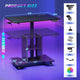 SEDETA | 31.5 Inch Height Adjustable Desk with Pegboard RGB LED Light Rolling Computer PC Desk with Storage Shelves Small Standing Gaming Desk with Power Outlet for Small Spaces