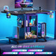 SEDETA | 31.5 Inch Height Adjustable Desk with Pegboard RGB LED Light Rolling Computer PC Desk with Storage Shelves Small Standing Gaming Desk with Power Outlet for Small Spaces