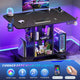 SEDETA | 31.5 Inch Height Adjustable Desk with Pegboard RGB LED Light Rolling Computer PC Desk with Storage Shelves Small Standing Gaming Desk with Power Outlet for Small Spaces