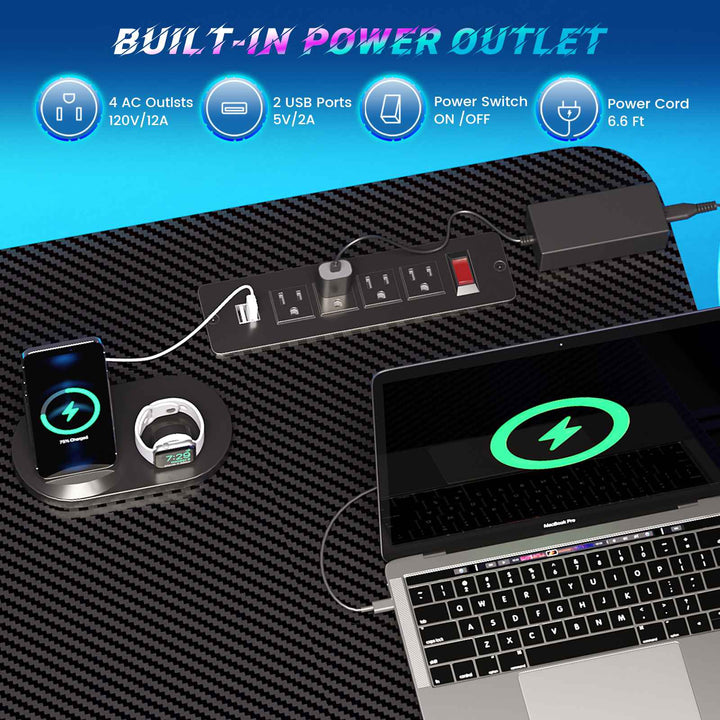 SEDETA | 31.5 Inch Height Adjustable Desk with Pegboard RGB LED Light Rolling Computer PC Desk with Storage Shelves Small Standing Gaming Desk with Power Outlet for Small Spaces
