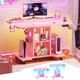 SEDETA | 31.5 Inch Height Adjustable Desk with Pegboard RGB LED Light Rolling Computer PC Desk with Storage Shelves Small Standing Gaming Desk with Power Outlet for Small Spaces