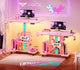 SEDETA | 31.5 Inch Height Adjustable Desk with Pegboard RGB LED Light Rolling Computer PC Desk with Storage Shelves Small Standing Gaming Desk with Power Outlet for Small Spaces