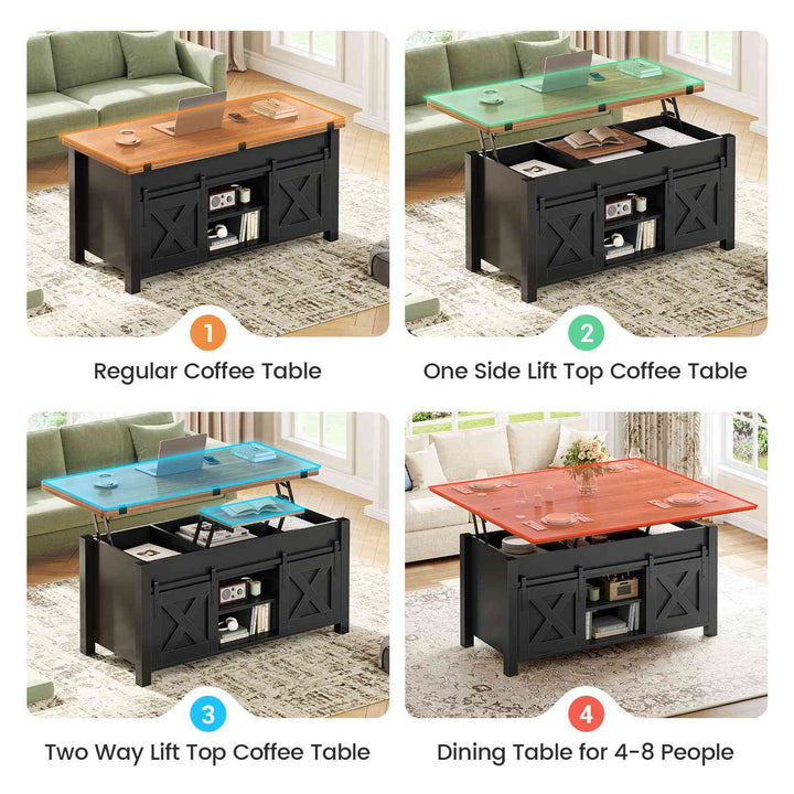 SEDETA 40 Inch Lift Top Coffee Table 4 in 1 Multi-Function Convertible Coffee Tables