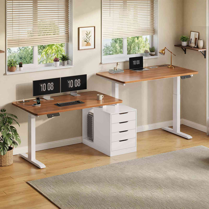 SEDETA 94 Inch Electric Height Adjustable Standing Desk Two Person Long Computer Office Desk with 4 Drawers Cable Management 2 Power Outlets CPU Stand