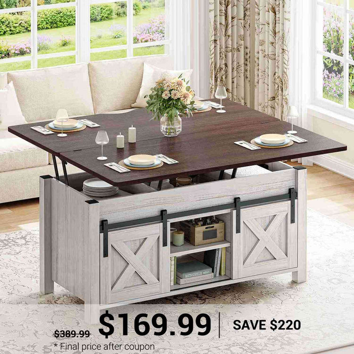 SEDETA | 40 Inch 4 in 1 Multi-Function Lift Top Coffee Table with Hidden Compartment and Storage
