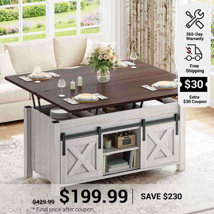 SEDETA 40 Inch Lift Top Coffee Table 4 in 1 Multi-Function Convertible Coffee Tables