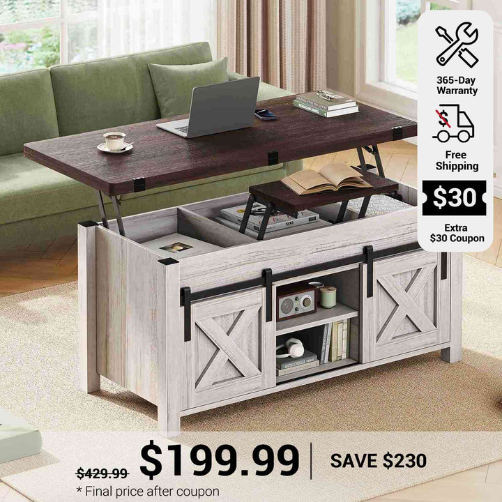 SEDETA 40 Inch Lift Top Coffee Table 4 in 1 Multi-Function Convertible Coffee Tables