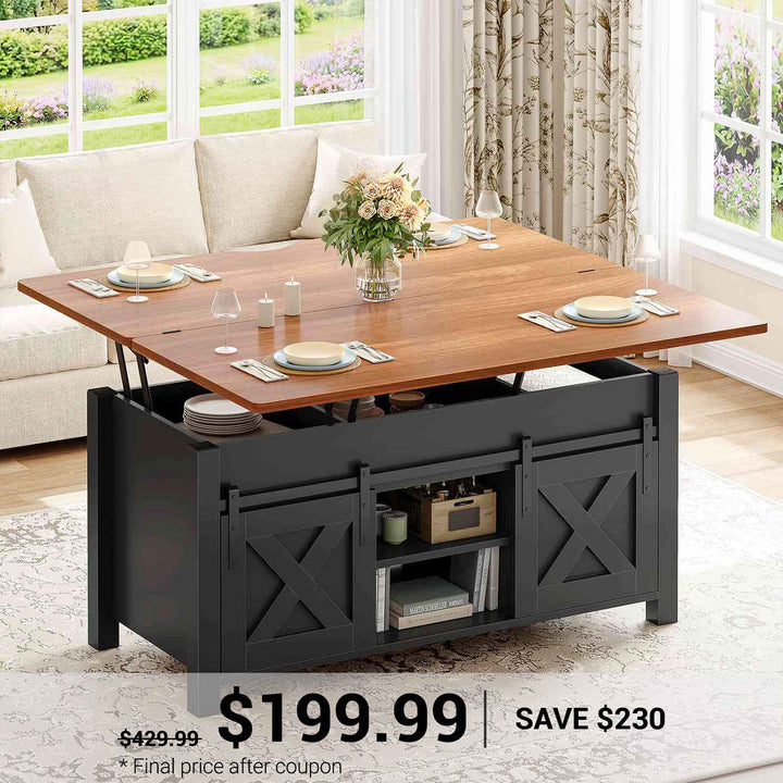 SEDETA 40 Inch Lift Top Coffee Table 4 in 1 Multi-Function Convertible Coffee Tables