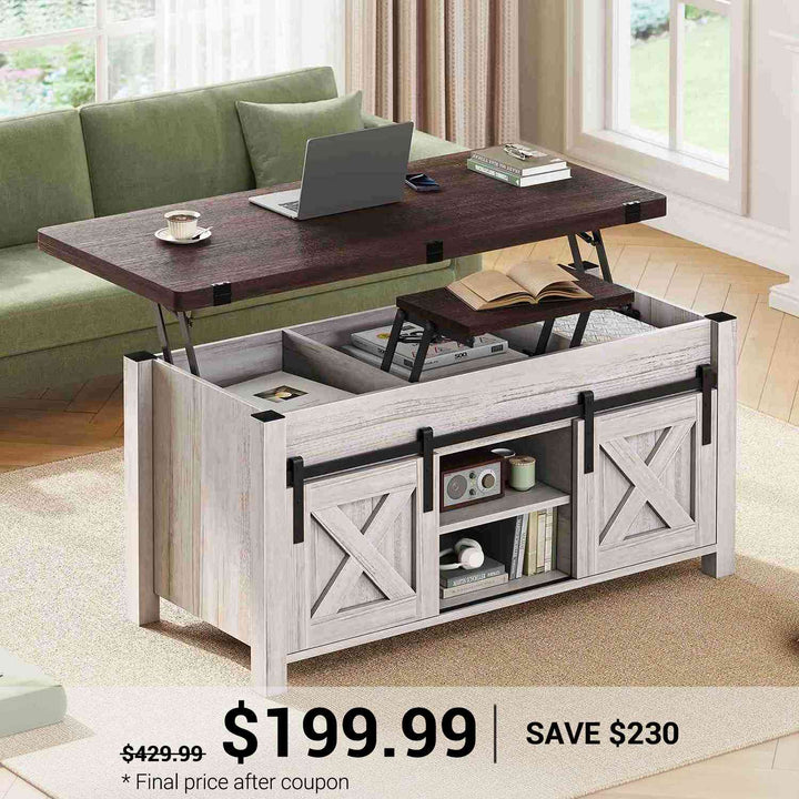 SEDETA 40 Inch Lift Top Coffee Table 4 in 1 Multi-Function Convertible Coffee Tables