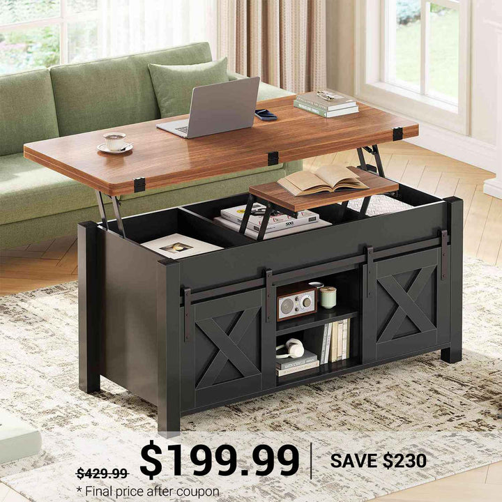 SEDETA 40 Inch Lift Top Coffee Table 4 in 1 Multi-Function Convertible Coffee Tables