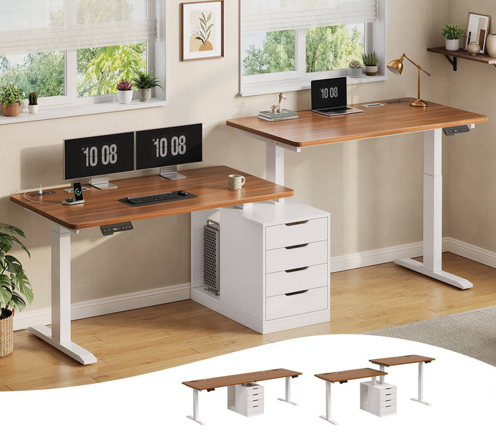 SEDETA 94 Inch Electric Height Adjustable Standing Desk Two Person Long Computer Office Desk with 4 Drawers Cable Management 2 Power Outlets CPU Stand