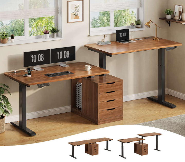 SEDETA 94 Inch Electric Height Adjustable Standing Desk Two Person Long Computer Office Desk with 4 Drawers Cable Management 2 Power Outlets CPU Stand