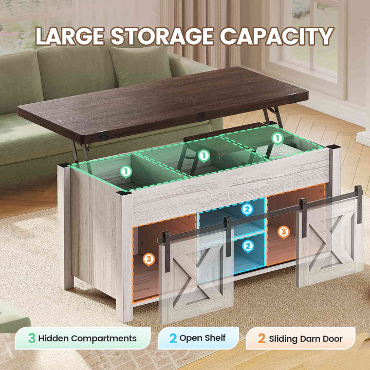SEDETA 40 Inch Lift Top Coffee Table 4 in 1 Multi-Function Convertible Coffee Tables