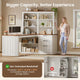 SEDETA | 59 Inch Farmhouse Corner Wood Office Desk L Shaped Computer Desk with 3 Drawers 5-Tier Bookshelf Storage Shelves Power Outlet for Small Space