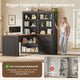 SEDETA | 59 Inch Farmhouse Corner Wood Office Desk L Shaped Computer Desk with 3 Drawers 5-Tier Bookshelf Storage Shelves Power Outlet for Small Space