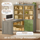 SEDETA | 59 Inch Farmhouse Corner Wood Office Desk L Shaped Computer Desk with 3 Drawers 5-Tier Bookshelf Storage Shelves Power Outlet for Small Space