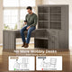 SEDETA | 59 Inch Farmhouse Corner Wood Office Desk L Shaped Computer Desk with 3 Drawers 5-Tier Bookshelf Storage Shelves Power Outlet for Small Space