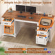 SEDETA  62 Inch Farmhouse Executive Desk Home Office Desk with  3 Drawers and Storage Cabinet Computer Desk with Power Outlet for Home Office