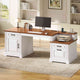 SEDETA  62 Inch Farmhouse Executive Desk Home Office Desk with  3 Drawers and Storage Cabinet Computer Desk with Power Outlet for Home Office