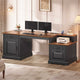 SEDETA  62 Inch Farmhouse Executive Desk Home Office Desk with  3 Drawers and Storage Cabinet Computer Desk with Power Outlet for Home Office