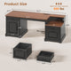 SEDETA  62 Inch Farmhouse Executive Desk Home Office Desk with  3 Drawers and Storage Cabinet Computer Desk with Power Outlet for Home Office