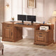 SEDETA  62 Inch Farmhouse Executive Desk Home Office Desk with  3 Drawers and Storage Cabinet Computer Desk with Power Outlet for Home Office