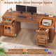 SEDETA  62 Inch Farmhouse Executive Desk Home Office Desk with  3 Drawers and Storage Cabinet Computer Desk with Power Outlet for Home Office