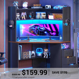 SEDETA | 31.5 Inch Corner Computer Desk with Storage Shelves Power Strip Corner Gaming Desk with 3 Drawers LED Lights Corner Desk for Small Space Corner Desk with Hutch for Home Office