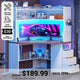 SEDETA 31.5 Inch Corner Desk for Small Space Corner Gaming Desk with 3 Drawers LED Lights Corner Desk with Hutch Corner Computer Desk with Storage Shelves Power Strip for Home Office