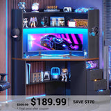 SEDETA 31.5 Inch Corner Desk for Small Space Corner Gaming Desk with 3 Drawers LED Lights Corner Desk with Hutch Corner Computer Desk with Storage Shelves Power Strip for Home Office