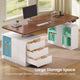 SEDETA 63 Inch Modern Electric Standing Desk Height Adjustable Computer Desk with 3 Drawers Storage Shelves Power Outlets Wood Home Office Stand up Desk for Work Study Writing
