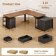SEDETA | 63 Inch Sit Stand Desk with Storage Shelves 3 Memory Presets Height Adjustable Stand Up Desk with Power Outlets L Shaped Electric Standing Desk with 7 Drawers