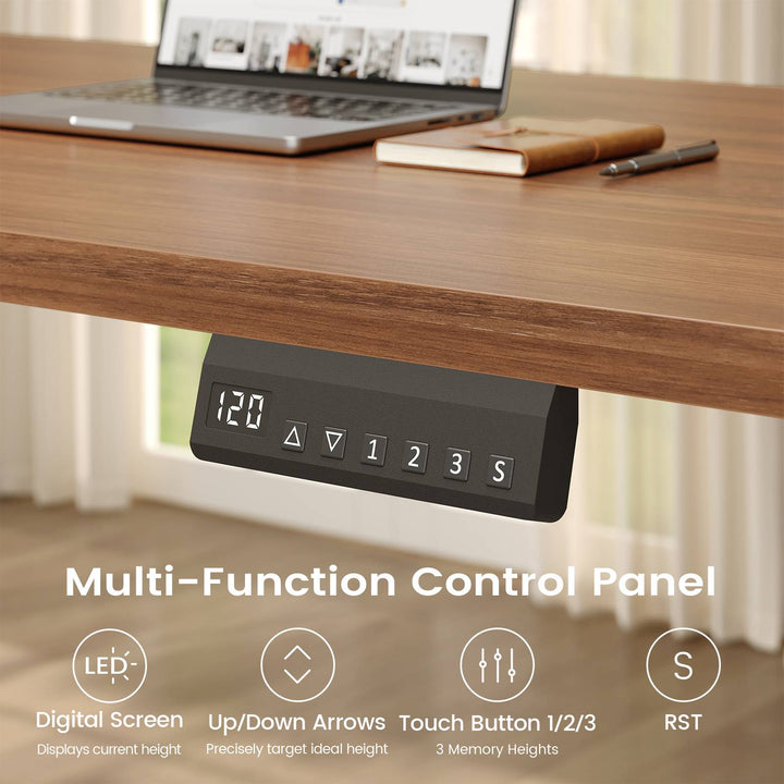 SEDETA | 63 Inch Sit Stand Desk with Storage Shelves 3 Memory Presets Height Adjustable Stand Up Desk with Power Outlets L Shaped Electric Standing Desk with 7 Drawers
