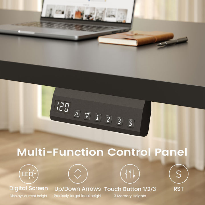 SEDETA | 63 Inch Sit Stand Desk with Storage Shelves 3 Memory Presets Height Adjustable Stand Up Desk with Power Outlets L Shaped Electric Standing Desk with 7 Drawers