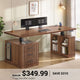 SEDETA 63 Inch Modern Fluted Electric Standing Desk Height Adjustable Computer Desk with 3 Drawers Storage Shelves Power Outlets Wood Home Office Stand up Desk