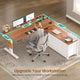 SEDETA 55.1 Inch L Shaped Electric Standing Desk Height Adjustable Sit Stand Office Computer Executive Desk with Power Outlet 6 Fabric Drawers Storage Shelves