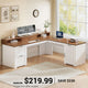 SEDETA 63 Inch Farmhouse Corner Computer Desk L Shaped Wood Desk with File Drawers Storage Monitor Stand for Home Office
