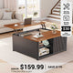 SEDETA® 31.5 Inch Fluted Lift Top Coffee Table with Large Hidden Storage Compartment Square Coffee Tables for Living Room Coffee Table with Adjustable Shelves