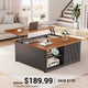 SEDETA 31.5 Inch Lift Top Coffee Table with Storage Square Coffee Tables for Living Room Fluted Coffee Table with Large Hidden Storage Compartment and Adjustable Shelves