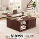 SEDETA 31.5 Inch Lift Top Coffee Table with Storage Square Coffee Tables for Living Room Fluted Coffee Table with Large Hidden Storage Compartment and Adjustable Shelves