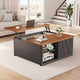 SEDETA | 31.5 Inch Fluted Square Coffee Table with Large Hidden Storage Compartment Lift Top Coffee Table for Living Room Coffee Table with Adjustable Shelves