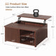 SEDETA | 31.5 Inch Fluted Square Coffee Table with Large Hidden Storage Compartment Lift Top Coffee Table for Living Room Coffee Table with Adjustable Shelves