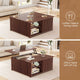 SEDETA | 31.5 Inch Fluted Square Coffee Table with Large Hidden Storage Compartment Lift Top Coffee Table for Living Room Coffee Table with Adjustable Shelves