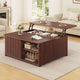 SEDETA | 31.5 Inch Fluted Square Coffee Table with Large Hidden Storage Compartment Lift Top Coffee Table for Living Room Coffee Table with Adjustable Shelves